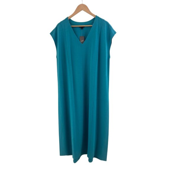 J. Jill Wearever WE Double-Face Jersey Teal V-Neck Dress w/Pockets Size XL New - Picture 5 of 11